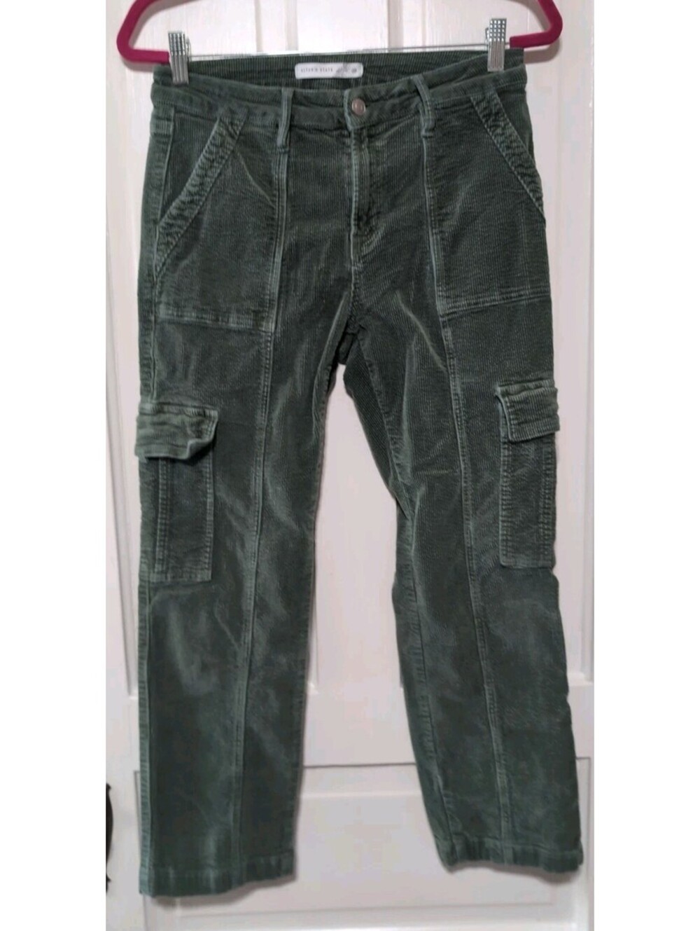 Altar’d State Green Corduroy Cargo Pants Preppy Soft Stylish Women’s 28(1447)C